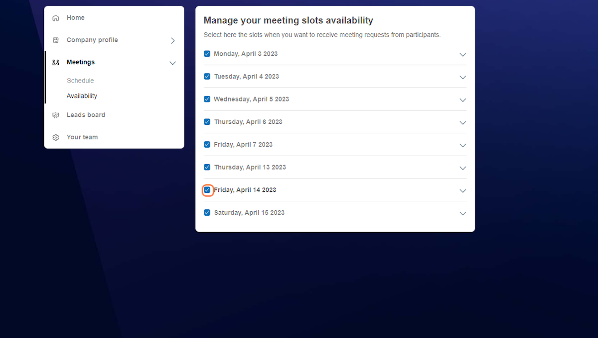 Manage your availability