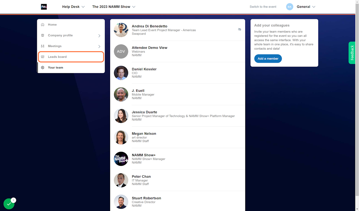 Click ' Leads board' to view leads.